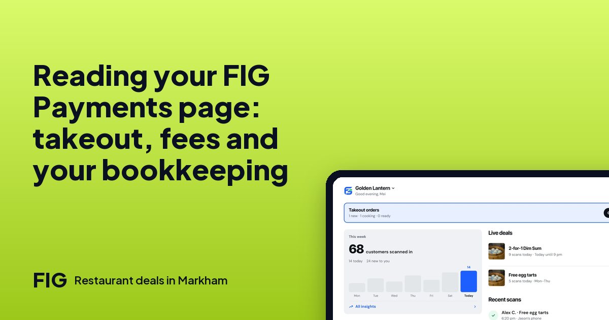 Reading your FIG Payments page: takeout, fees and your bookkeeping