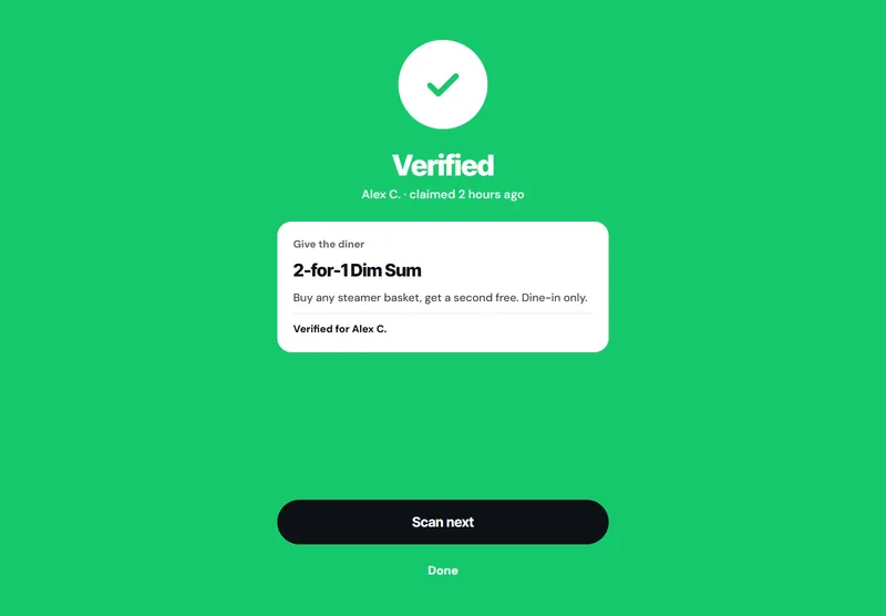 Scan verified at the counter